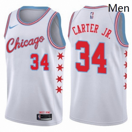 Mens Nike Chicago Bulls 34 Wendell Carter Jr Authentic White NBA Jersey City Edition