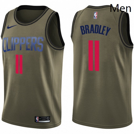 Mens Nike Los Angeles Clippers 11 Avery Bradley Swingman Green Salute to Service NBA Jersey