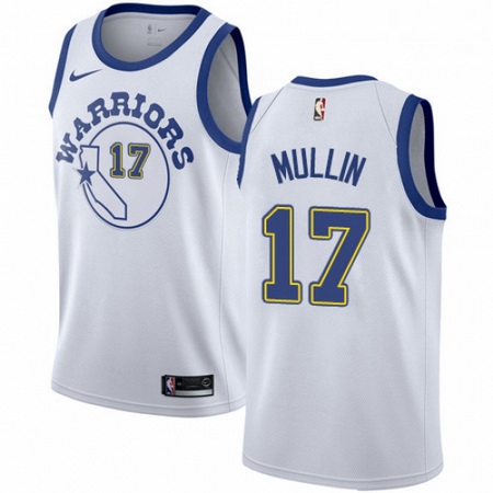 Mens Nike Golden State Warriors 17 Chris Mullin Authentic White Hardwood Classics NBA Jersey