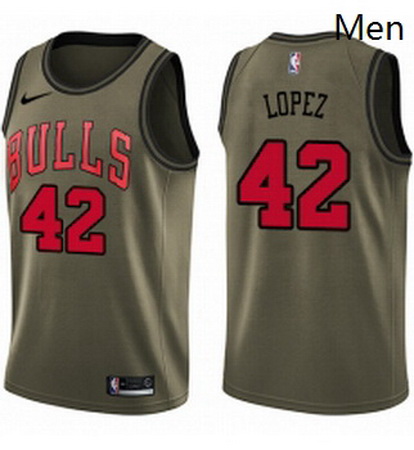 Mens Nike Chicago Bulls 42 Robin Lopez Swingman Green Salute to Service NBA Jersey