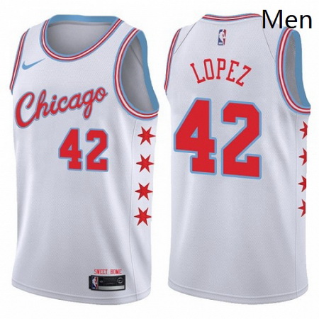 Mens Nike Chicago Bulls 42 Robin Lopez Swingman White NBA Jersey City Edition