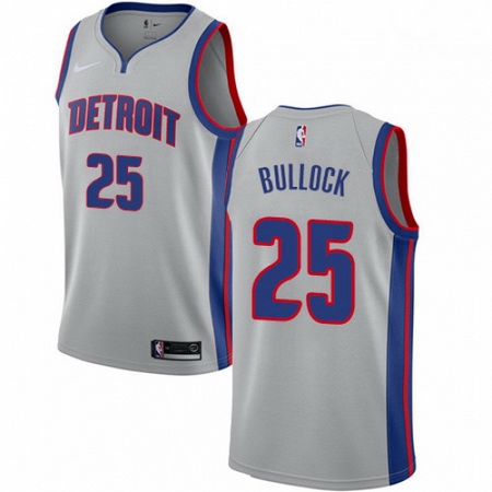 Mens Nike Detroit Pistons 25 Reggie Bullock Swingman Silver NBA Jersey Statement Edition