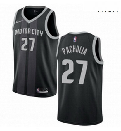 Mens Nike Detroit Pistons 27 Zaza Pachulia Swingman Black NBA Jersey City Edition