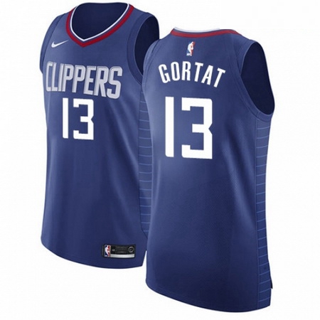 Mens Nike Los Angeles Clippers 13 Marcin Gortat Authentic Blue NBA Jersey Icon Edition