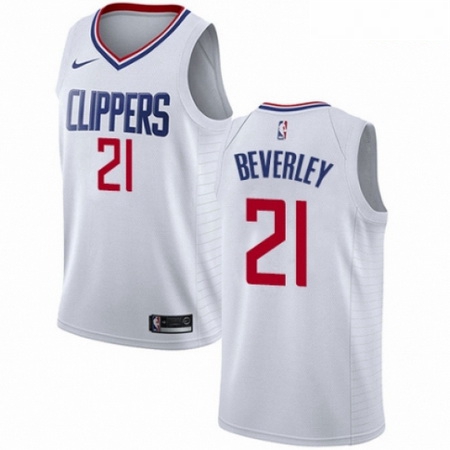 Mens Nike Los Angeles Clippers 21 Patrick Beverley Authentic White NBA Jersey Association Edition