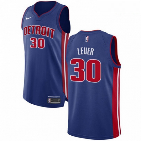 Mens Nike Detroit Pistons 30 Jon Leuer Authentic Royal Blue Road NBA Jersey Icon Edition