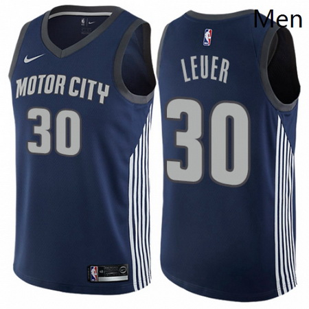 Mens Nike Detroit Pistons 30 Jon Leuer Swingman Navy Blue NBA Jersey City Edition