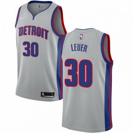 Mens Nike Detroit Pistons 30 Jon Leuer Swingman Silver NBA Jersey Statement Edition