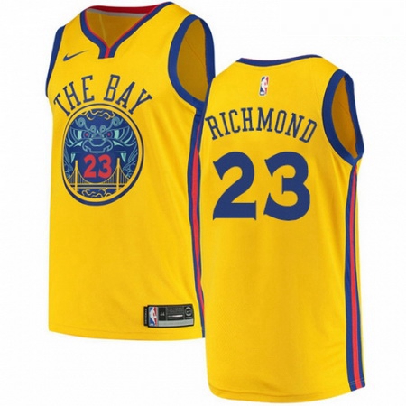 Mens Nike Golden State Warriors 23 Mitch Richmond Authentic Gold NBA Jersey City Edition