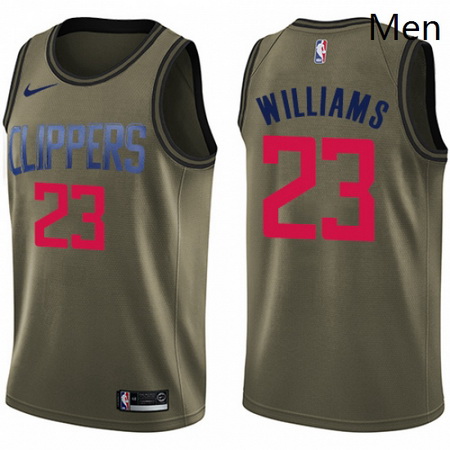 Mens Nike Los Angeles Clippers 23 Louis Williams Swingman Green Salute to Service NBA Jersey