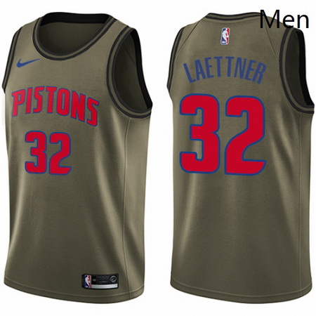 Mens Nike Detroit Pistons 32 Christian Laettner Swingman Green Salute to Service NBA Jersey