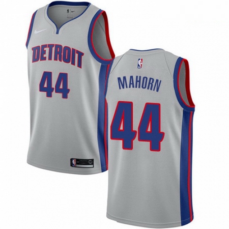 Mens Nike Detroit Pistons 44 Rick Mahorn Authentic Silver NBA Jersey Statement Edition