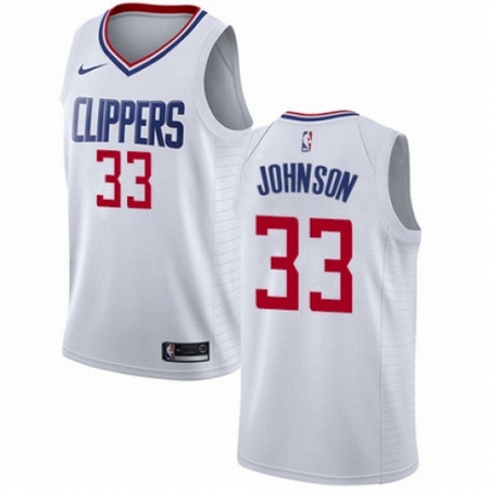 Mens Nike Los Angeles Clippers 33 Wesley Johnson Authentic White NBA Jersey Association Edition