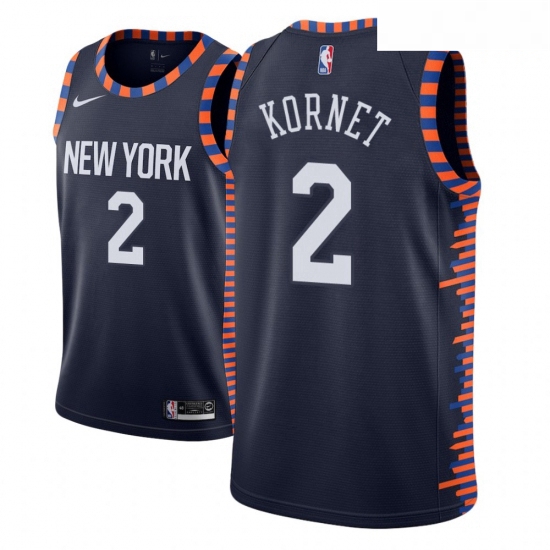 Men NBA 2018 19 New York Knicks 2 Luke Kornet City Edition Navy Jersey