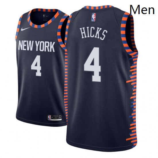 Men NBA 2018 19 New York Knicks 4 Isaiah Hicks City Edition Navy Jersey