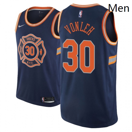 Men NBA 2018 19 New York Knicks 30 Noah Vonleh City Edition Navy Jersey