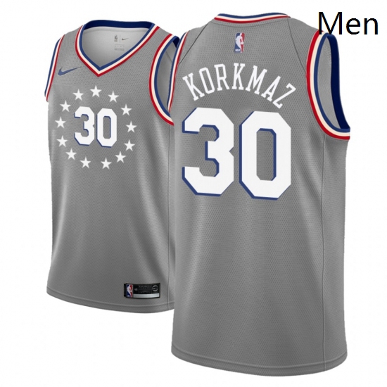 Men NBA 2018 19 Philadelphia 76ers 30 Furkan Korkmaz City Edition Gray Jersey