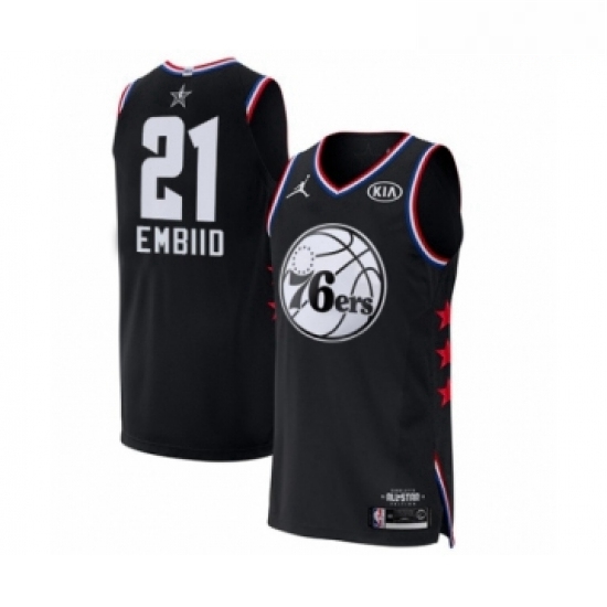 Mens Jordan Philadelphia 76ers 21 Joel Embiid Authentic Black 20