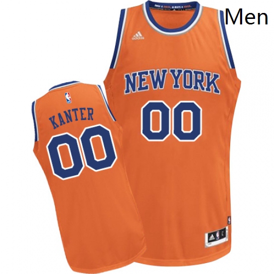 Mens Adidas New York Knicks 00 Enes Kanter Swingman Orange Alternate NBA Jersey