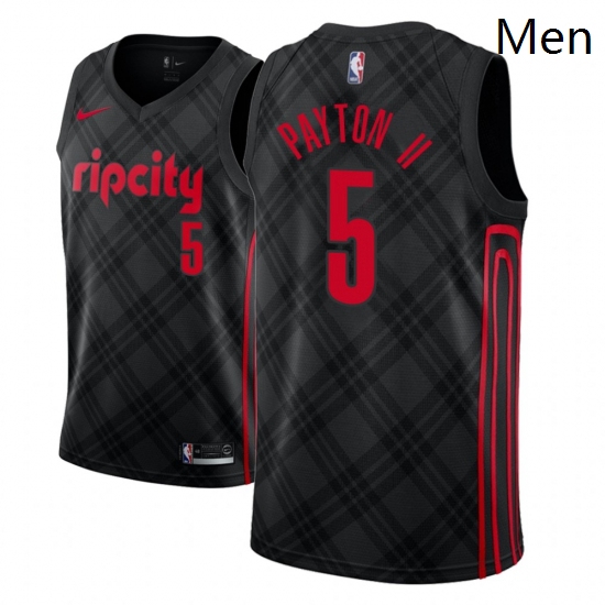 Men NBA 2018 19 Portland Trail Blazers 5 Gary Payton II City Edition Black Jersey