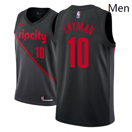 Men NBA 2018 19 Portland Trail Blazers 10 Jake Layman City Edition Black Jersey