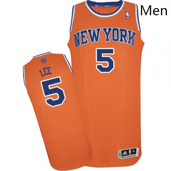 Mens Adidas New York Knicks 5 Courtney Lee Authentic Orange Alte