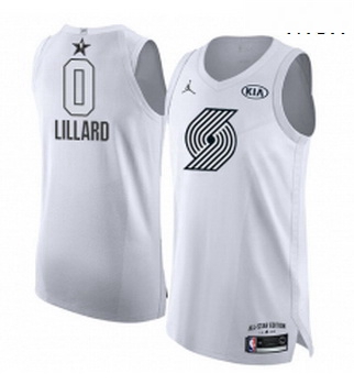 Mens Nike Jordan Portland Trail Blazers 0 Damian Lillard Authentic White 2018 All Star Game NBA Jers