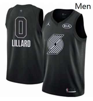 Mens Nike Jordan Portland Trail Blazers 0 Damian Lillard Swingman Black 2018 All Star Game NBA Jerse