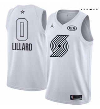 Mens Nike Jordan Portland Trail Blazers 0 Damian Lillard Swingman White 2018 All Star Game NBA Jerse