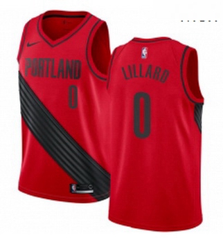 Mens Nike Portland Trail Blazers 0 Damian Lillard Authentic Red Alternate NBA Jersey Statement Editi