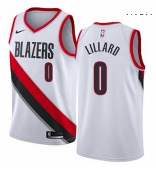 Mens Nike Portland Trail Blazers 0 Damian Lillard Authentic White Home NBA Jersey Association Editio