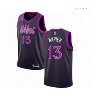 Mens Minnesota Timberwolves 13 Shabazz Napier Authentic Purple Basketball Jersey City Edition