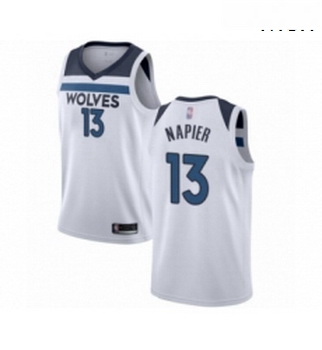 Mens Minnesota Timberwolves 13 Shabazz Napier Authentic White Basketball Jersey Association Edition