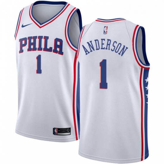 Mens Nike Philadelphia 76ers 1 Justin Anderson Authentic White H