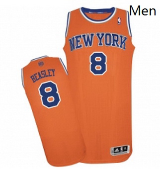 Mens Adidas New York Knicks 8 Michael Beasley Authentic Orange Alternate NBA Jersey