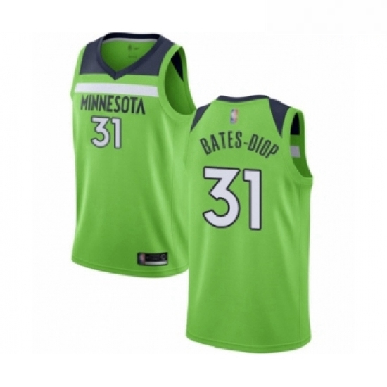 Mens Minnesota Timberwolves 31 Keita Bates Diop Authentic Green Basketball Jersey Statement Edition