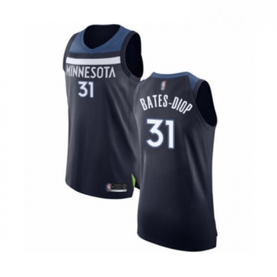 Mens Minnesota Timberwolves 31 Keita Bates Diop Authentic Navy Blue Basketball Jersey Icon Edition