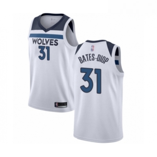 Mens Minnesota Timberwolves 31 Keita Bates Diop Authentic White Basketball Jersey Association Editio