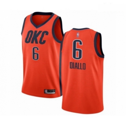 Mens Oklahoma City Thunder 6 Hamidou Diallo Orange Swingman Jersey Earned Edition