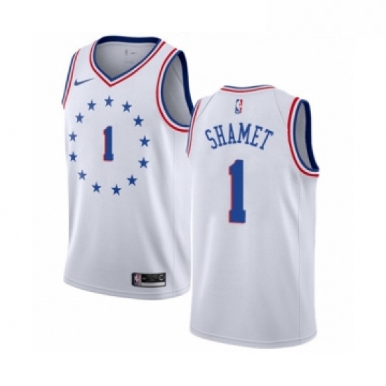 Mens Nike Philadelphia 76ers 1 Landry Shamet White Swingman Jersey Earned Edition