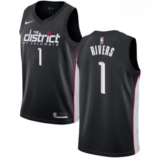 Mens Nike Washington Wizards 1 Austin Rivers Swingman Black NBA Jersey City Edition