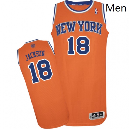 Mens Adidas New York Knicks 18 Phil Jackson Authentic Orange Alternate NBA Jersey