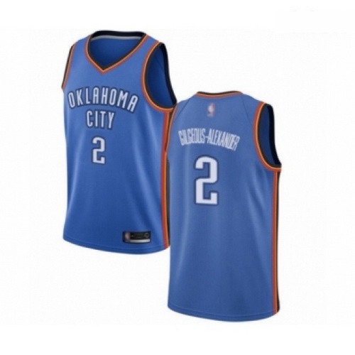 Mens Oklahoma City Thunder 2 Shai Gilgeous Alexander Swingman Royal Blue Basketball Jersey Icon Edit