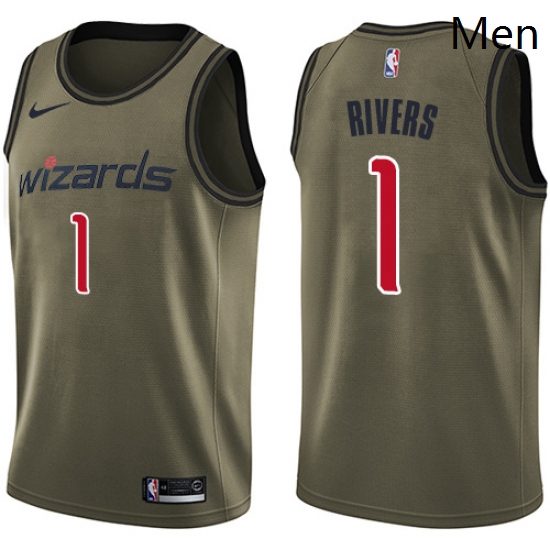 Mens Nike Washington Wizards 1 Austin Rivers Swingman Green Salute to Service NBA Jersey