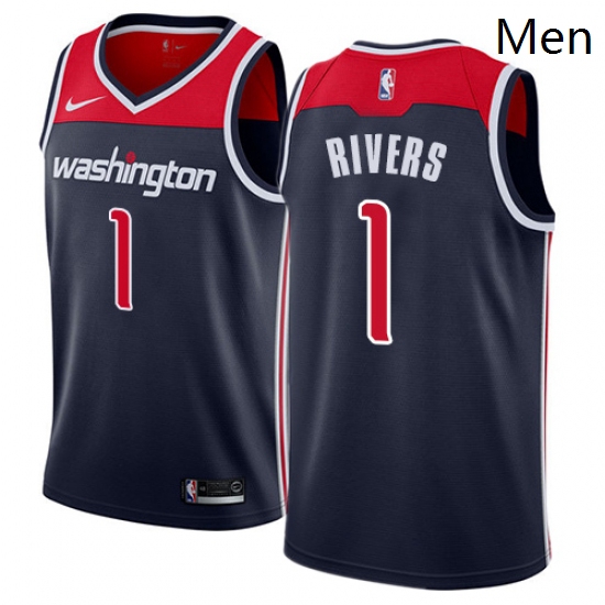 Mens Nike Washington Wizards 1 Austin Rivers Swingman Navy Blue NBA Jersey Statement Edition