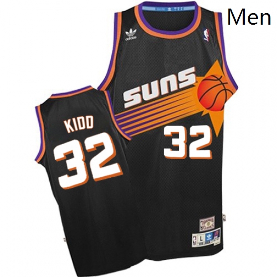 Mens Adidas Phoenix Suns 32 Jason Kidd Authentic Black Throwback