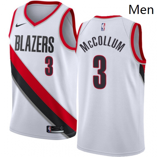 Mens Nike Portland Trail Blazers 3 CJ McCollum Swingman White Home NBA Jersey Association Edition