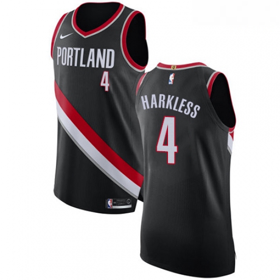 Mens Nike Portland Trail Blazers 4 Moe Harkless Authentic Black Road NBA Jersey Icon Edition