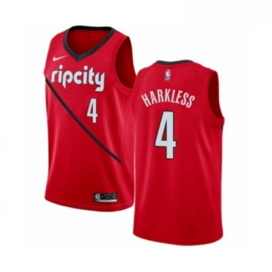 Mens Nike Portland Trail Blazers 4 Moe Harkless Red Swingman Jersey Earned Edition