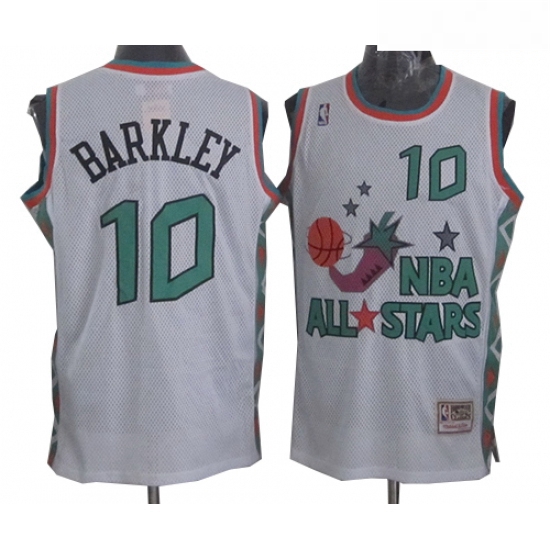 Mens Mitchell and Ness Phoenix Suns 10 Charles Barkley Authentic White 1996 All star Throwback NBA J